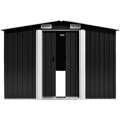 INLIFE Abri de jardin 257x489x181 cm Métal Anthracite (1/5)