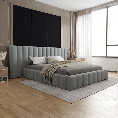 Lit coffre 160x200 sommier inclus Kira Gris (1/5)