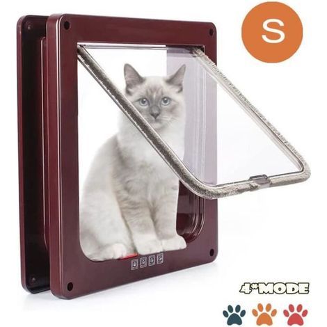 Chatiere Pour Chat Chien,Chatiere Chat avec Serrure Contrlable Verrouillable,Chatière avec Tunnel Cache Facile bouton rouge bleu (1/4)