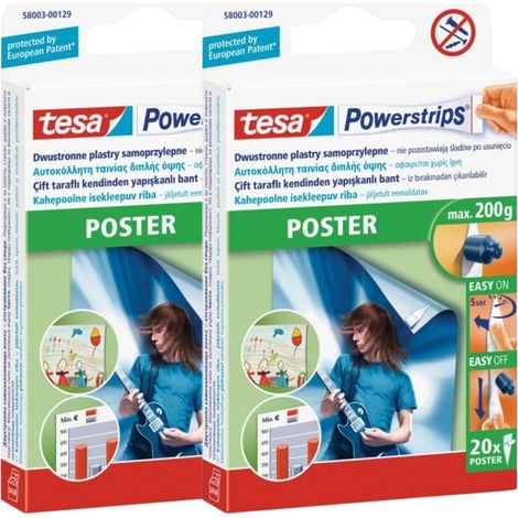 Strisce adesive TESA per montaggio poster, portata fino a 0,2 kg, 20 pezzi x2