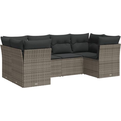 Maison Exclusive - 6-tlg. Garten-Sofagarnitur mit Kissen Grau Pol