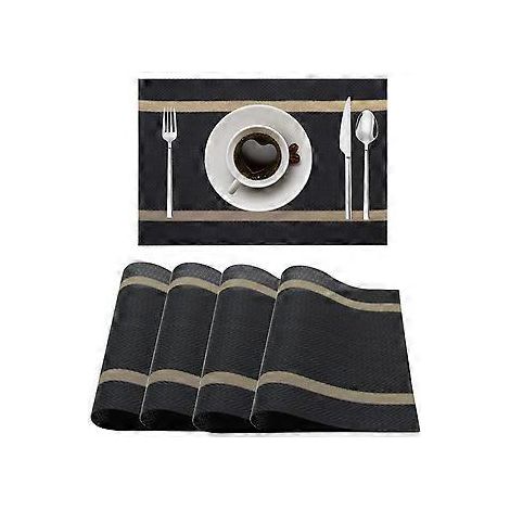 Platzsets, Tischsets, 4er-Set, gewebte Kunststoff-Platzsets, rutschfest, hitzebeständig, abwaschbar, leicht zu reinigen, geeignet für The Ki