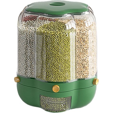 Boîte de Rangement Alimentaire 9L avec 6 Cases Tournantes - Récipient Hermétique pour Céréales et Riz - Grande Capacité pour Cuisine (1/5)