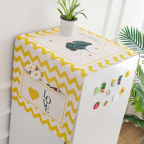 Housse de Protection pour Réfrigérateur et Machine à Laver GB258 45x140 - Revêtement Imperméable Anti-Poussière en Tissu Coton Linen avec Pochette de Stockage (1/4)