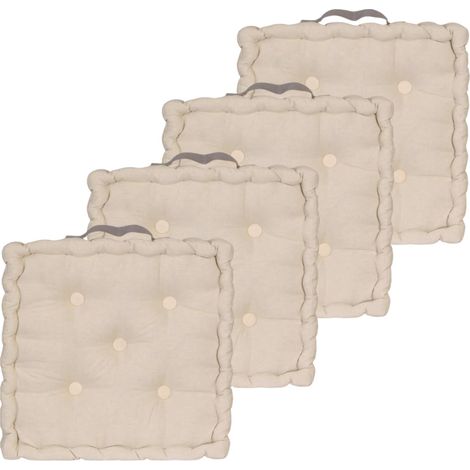 ATOUT CIEL Set di 4 cuscini da pavimento, 40 x 40 cm, con manico a contrasto, colore: Beige