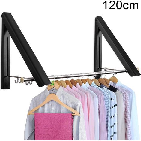 Étendoir mural pliable à 2/3 barres rétractables - Séchoir à linge idéal pour le rangement, notamment dans les salles de bain et sur les balcons. (1/5)