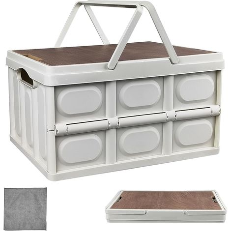 Caisse Pliable Plastique avec Couvercle de 30 L, Caisse Camping Portable avec Poignée, Capacité de Charge Élevée, Idéale pour le Camping, les Voyages, la Maison, le Coffre de Voiture (1/5)