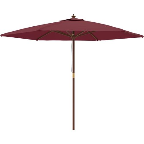 Parasol de jardin avec mât en bois rouge bordeaux 299x240 cm