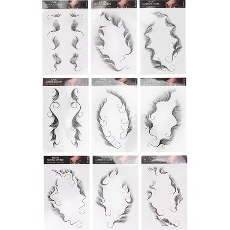 9 styles de stickers capillaires temporaires pour frange, populaires en Europe et en Amérique, stickers pour la ligne des cheveux, tatouages pour les baby hairs (1/5)