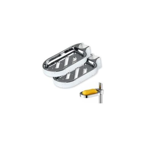 Juego de 2 jaboneras de ducha con clip para barra de ducha y barra elevadora de 22 mm, color plata, accesorio de baño ajustable - Crezuo