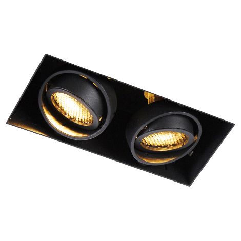QAZQA + Moderno Foco empotrado negro orientable y giratorio sin marco 2 puntos - Oneon Honey Acero Rectangular Adecuado para LED Max. 2 x 50 Watt