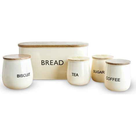 Tower 5 Piece Storage Set with Bread Bin, Biscuit Tin and 3 Storage Canisters, Airtight Lids T826212CHA (1/5)