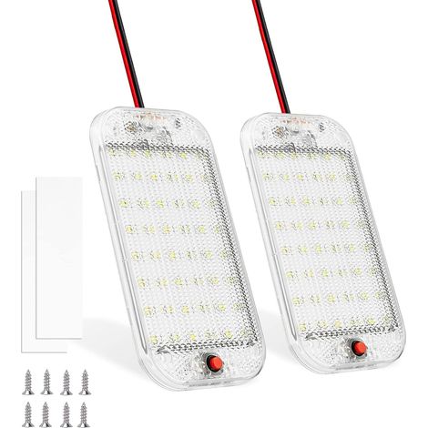 MERTTURM 48 LED para interior de coche, barra de luz LED blanca superbrillante de 12 V CC a 85 V, 800 LM con interruptor de encendido/apagado, luz de techo LED universal para autocaravana, camión, bar (1/5)