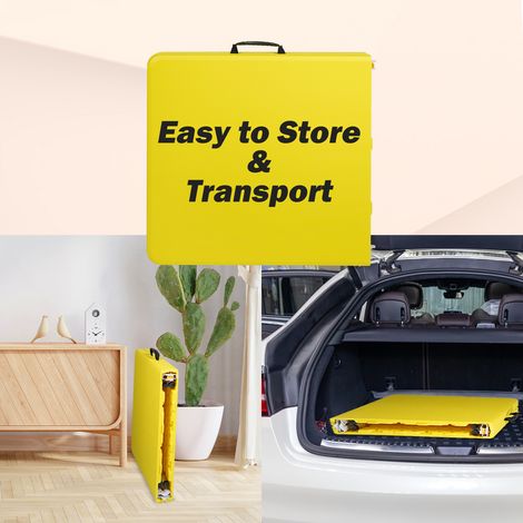 Mesa plegable portátil de 125 cm con asa, mesa ajustable en altura, mesa plegable multifuncional para camping, picnic, fiestas en interiores/exteriores, capacidad de peso 135KG (amarillo) (1/5)