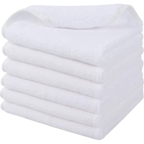 Gant Visage Microfibre - 20 x 20 cm - Pour Démaquillage et Soins du Visage - Réutilisable - Blanc - 6 Pièces (1/5)