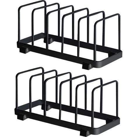 Tellerorganizer, Abtropfgestell, Tellerhalter, Tellerregal-Organizer, Schneidebrettaufbewahrung für Küchenarbeitsplatte und Schrank (Schwarz, 2 Stück) (1/4)