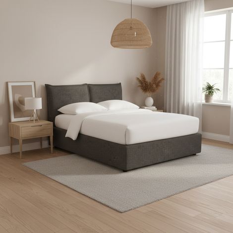 Letto Singolo Newquay, Sfoderabile, Contenitore Made in Italy, Grigio Tortora (1/5)