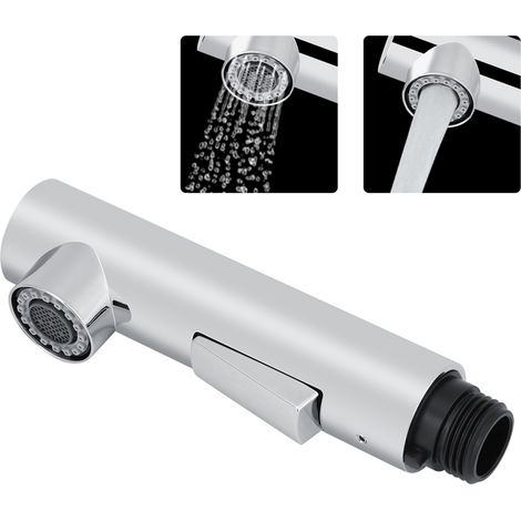 Cabezal de ducha de mano desmontable para grifo de cocina/baño con función de rociado/inyección, G1/2, ABS color plata. (1/5)