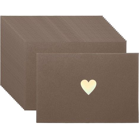 Mini Kartenumschläge 10 x 7,5 cm 20 Stück, niedliche Umschläge mit Herzmuster für Geburtstags , Hochzeits , Dankes und Geschäftskarten braun (1/5)