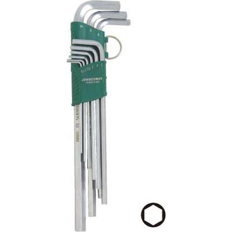 Juego de llaves Allen tipo imbus, Jonnesway H03SM109S, uso profesional mecánico, muy largas de 1,5 a 10 mm, diseño antideslizante y 9 piezas resistentes