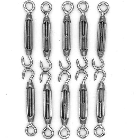 Lot De 10 Crochets Et Œillets M4, Tendeur C À O, En Acier Inoxydable 304, Kit De Matériel Pour Câble Métallique Tension Très Résistant, Pour Pare-Soleil, Installation D'auvent De Tente (1/5)