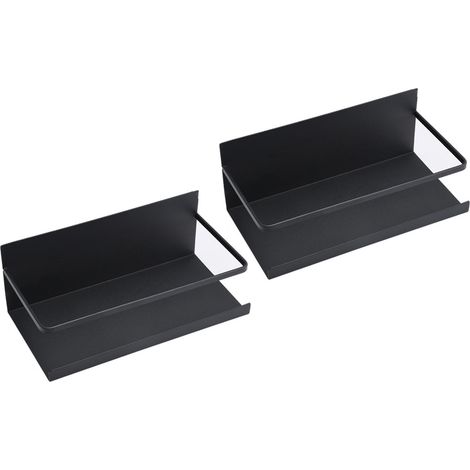 Lot de 2 étagères magnétiques à épices pour réfrigérateur, rangement multifonction pour la cuisine, noires (1/5)