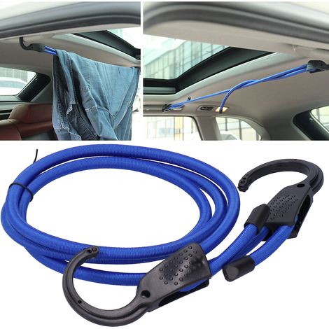 Gepäckseil fürs Auto – [1,5 m] – Verstellbares, multifunktionales Gummiseil mit Kleiderhaken – Blau – 92 g – Reise (1/5)