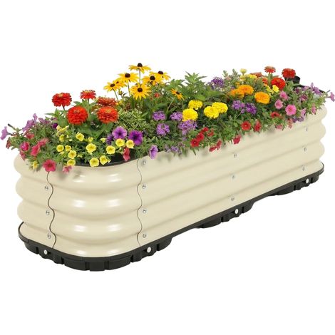 Aoodor Galvanized Raised Garden Bed Self-Watering Planter Box with Drainage Plug and Water Reservoir for Indoor & Outdoor Gardening-120CM