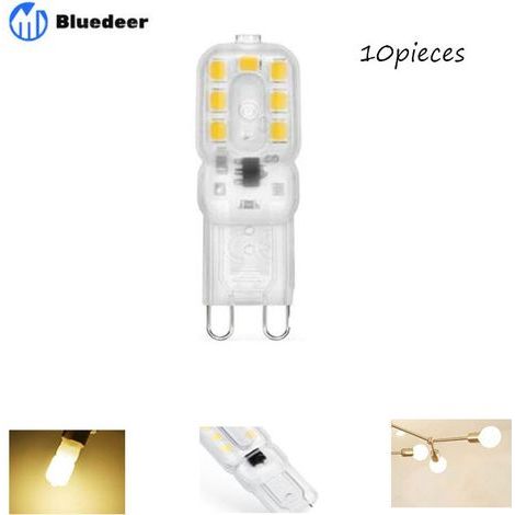 10 bombillas LED G9 de 3 W, equivalentes a bombillas halógenas de 33 W, luz blanca diurna 6000 K, 800 lm, sin parpadeo, no regulables, bombillas G9 de ahorro energético, ángulo de haz de 360 (1/4)