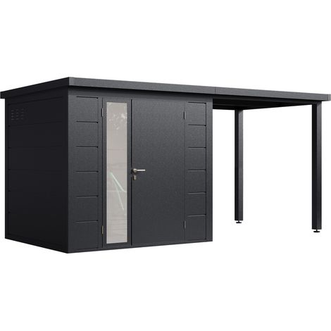 Finnhaus Wolff Metall-Gerätehaus "Linnea 4620", anthrazit, 450 x 200 cm (1/5)