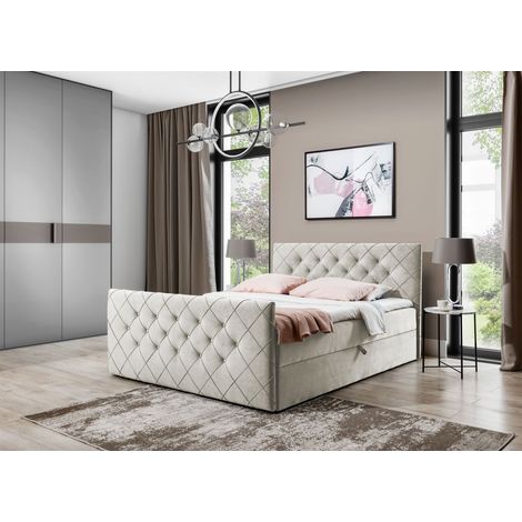Boxspringbett Schlafzimmerbett EIVOR 180x200cm Beige inkl.Bettkasten (1/2)