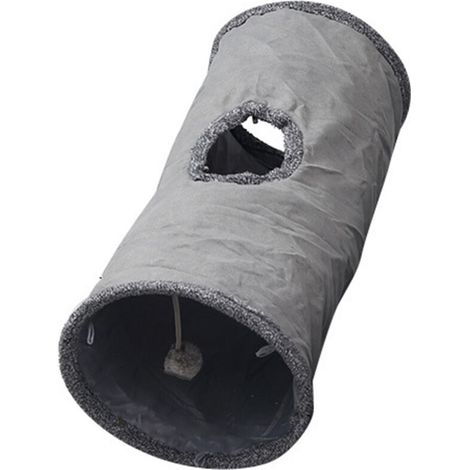 Jouet tunnel pour chat en daim, tunnel coucou pliable avec boule auto-divertissante, fil d'acier intégré, doux et délicat, meilleures ventes, café pour chat, famille avec chats, Gris,S (1/5)