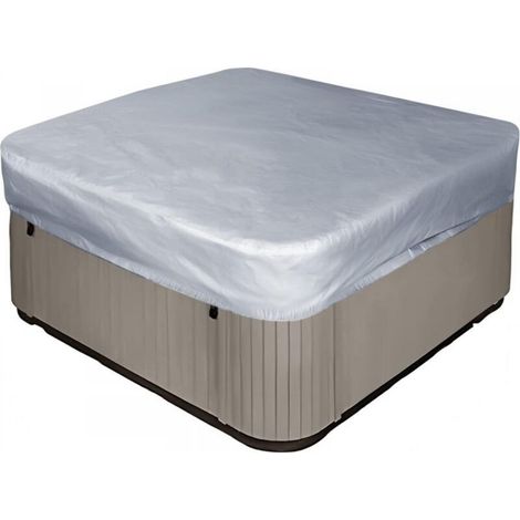Bache d'extérieur pour Spa Housse de Bain à Remous Carrée Etanche Couverture de Spa en Tissu Polyester 190T Anti-poussière Anti-UV——Gris 207×207×30cm (1/5)