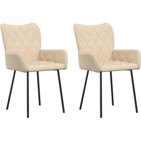 Chaises de salle à manger avec accoudoirs siège rembourré en tissu et métal crème lot de 2 (1/5)
