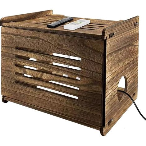 Wooden Router Shelf, Cable Organizer Storage Box (1/5)