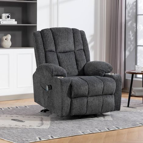 Poltrona relax massaggiante elettrica con telecomando, calore, grigio scuro DESVIAE (1/5)