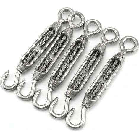 5pcs M6 Cable Tensioner 304 Stainless Steel Turnbuckle with Hook and Eye (1/5)