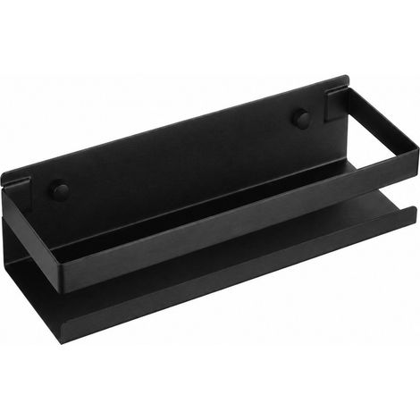 Étagère à épices murale en acier inoxydable, 30 cm, noire, rangement de cuisine multifonctionnel (1/5)