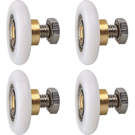 4 pièces Rouleau de porte de douche, Rouleau Roulette Roue pour Porte de Douche Roulettes Coulissantes Porte Roue de Remplacement pour Rouleau(20MM) (1/4)