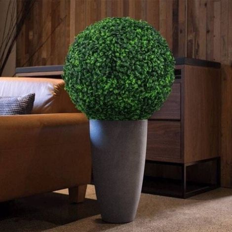Boule Topiaire Artificielle - Boule de Buis Synthétique - Décoration Intérieure Extérieure - Lot de 2 - Vert Foncé (1/3)