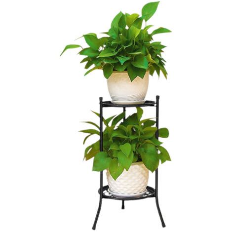 Soporte de hierro resistente para macetas, soporte de metal de doble capa para macetas de plantas de interior y exterior. (1/5)