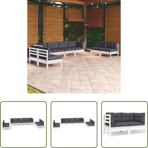 Terrassensofa - 8-tlg. Garten-Lounge-Set mit Kissen Kiefer Massivholz (1/5)