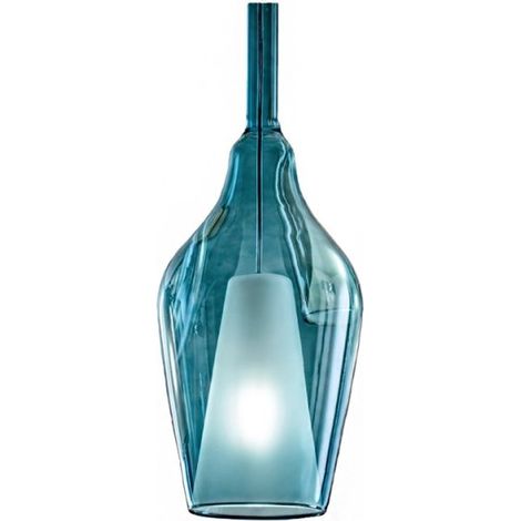 Lampadario moderno gea luce ofelia mini s12 g9 led metallo vetro sospensione, vetro blu trasparente
