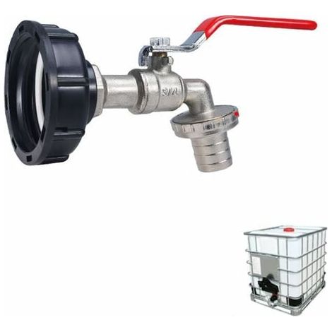 LTDSFHC Adaptateur de réservoir IBC Connecteur à filetage, Robinet Cuve 1000L Robinet Recuperateur Eau De Pluie, Robinet Sortie Raccord Vanne Robinet Raccords De Tuyau D'arrosag (1/5)