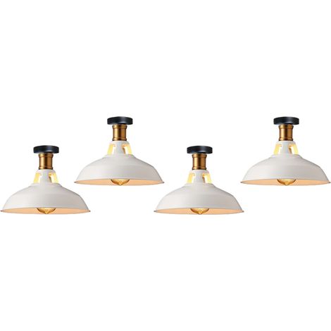 Lámpara de techo rústica iluminación industrial colgante de metal lámpara de techo de granja para pasillo escalera vestíbulo cocina porche entrada, E27, Blanco, 4 Pieza