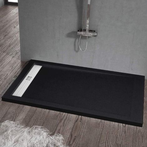 Piatto doccia ultrasottile 80 x 150 cm ELADIO in resina finitura ardesia nero