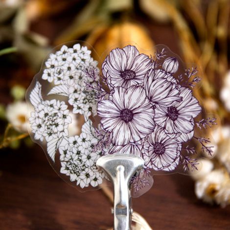 Autocollants PET Yanji, une série quotidienne de supports de décoration de journal sur le thème des plantes et des fleurs, 20 feuilles, avec une ambiance rustique et poétique. (1/5)