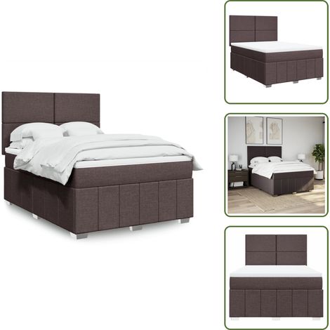 vidaXL Sommier à lattes de lit avec matelas Marron foncé 140x200 cm (1/5)