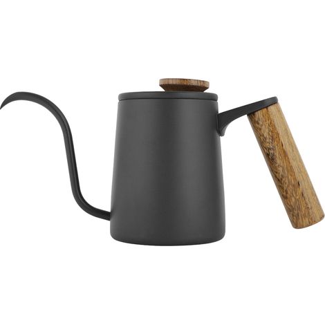 350 ml cafetière Long col de cygne bec bouilloire en acier inoxydable cafetière pot d'eau avec poignée pour café à la main infusion de thé(noir) (1/5)