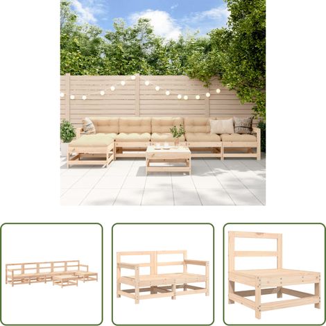 Holzsofa - 7-tlg. Garten-Lounge-Set Massivholz Kiefer (1/5)